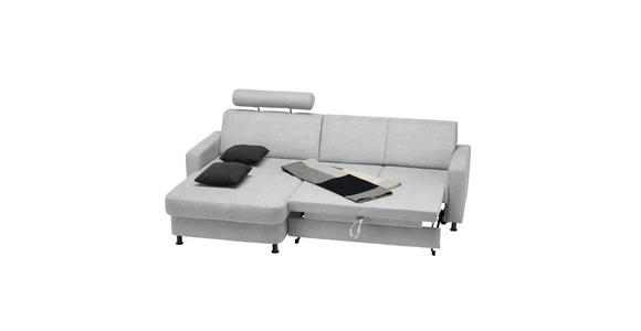 ECKSOFA in Webstoff Hellgrau  - Hellgrau/Schwarz, Design, Kunststoff/Textil (165/257cm) - Xora