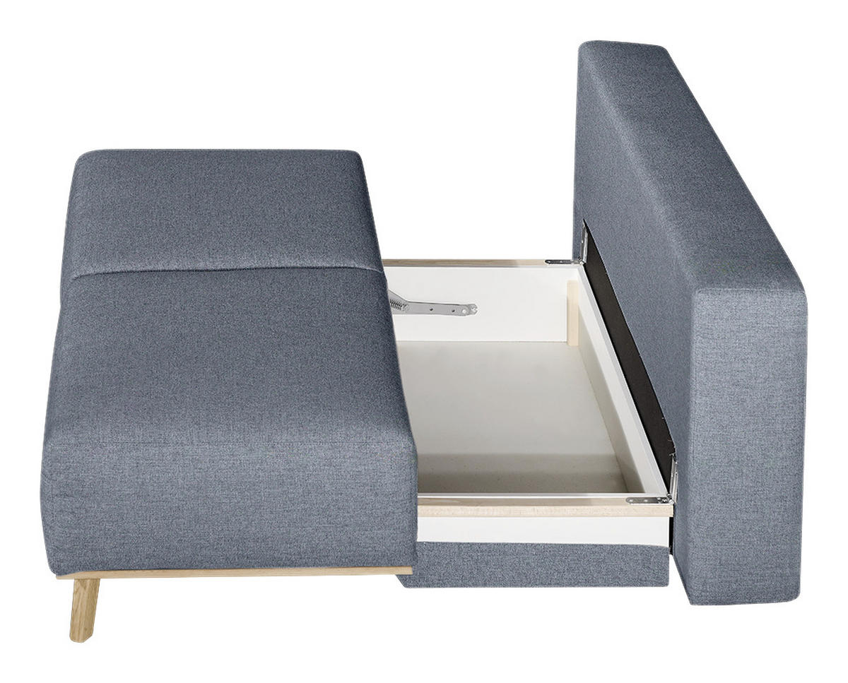 BOXSPRINGSOFA  mit Stoffauswahl, Rücken echt Blau, Grau  - Blau/Grau, Design, Holz/Textil (203/97/107cm) - Dieter Knoll
