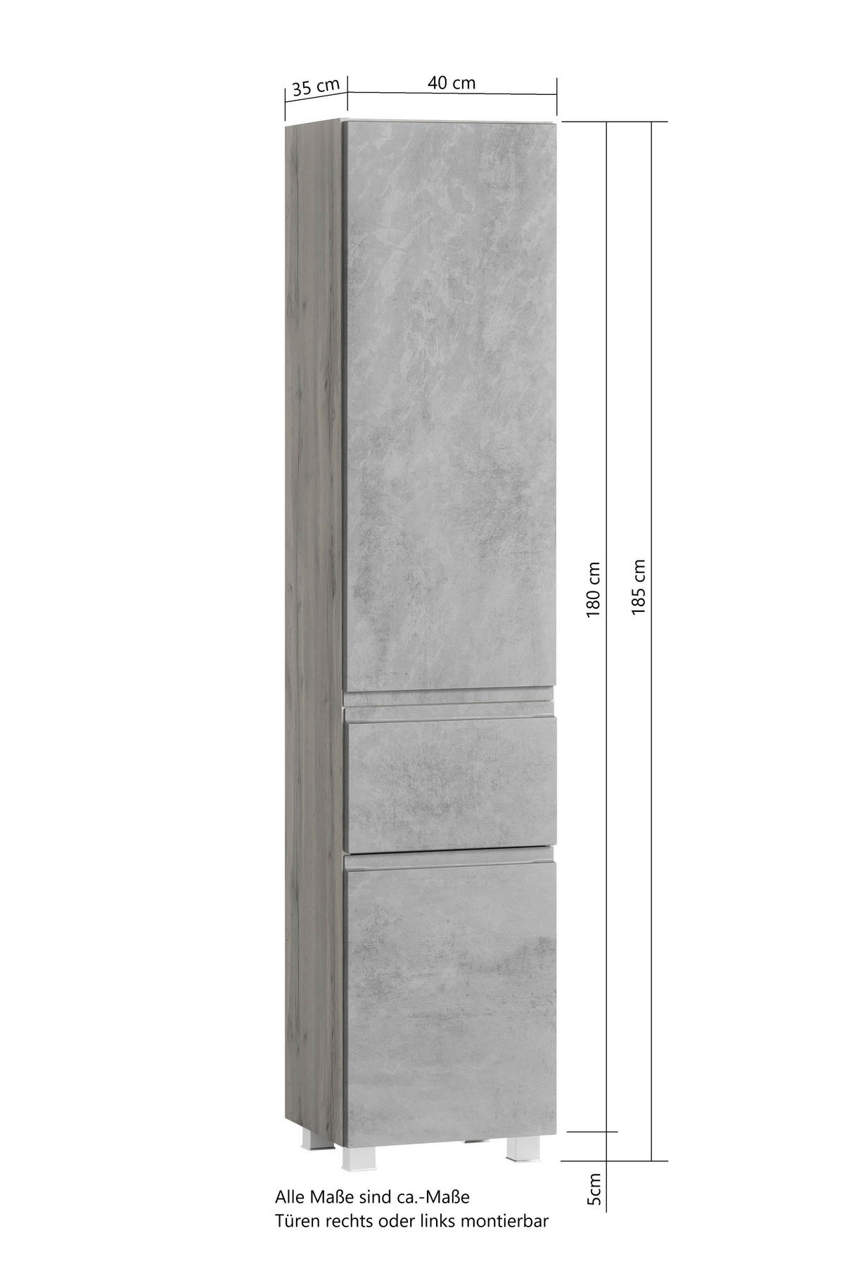 HOCHSCHRANK 40/180/35 cm  - Weiss/Eiche Wotan, Modern, Holzwerkstoff (40/180/35cm) - Held