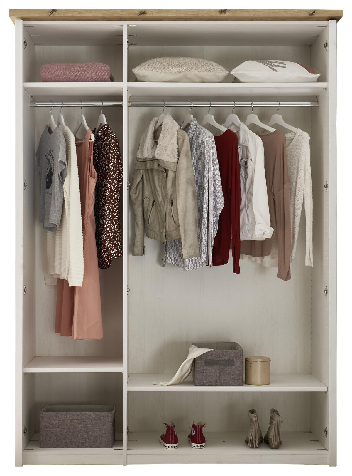 DREHTÜRENSCHRANK in Weiss, Eichefarben  - Weiss/Eichefarben, Lifestyle, Holzwerkstoff/Metall (164/224/60cm) - Landscape