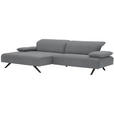 ECKSOFA in Flachgewebe Hellgrau  - Anthrazit/Hellgrau, Design, Textil/Metall (166/280cm) - Ambiente