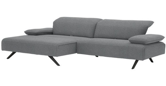 ECKSOFA in Flachgewebe Hellgrau  - Anthrazit/Hellgrau, Design, Textil/Metall (166/280cm) - Ambiente