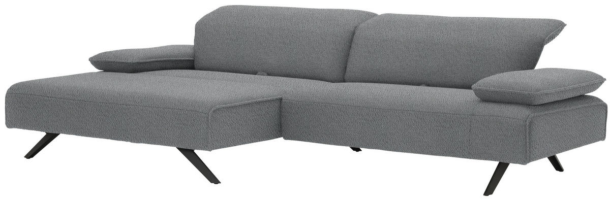 ECKSOFA in Flachgewebe Hellgrau  - Anthrazit/Hellgrau, Design, Textil/Metall (166/280cm) - Johann Jakob