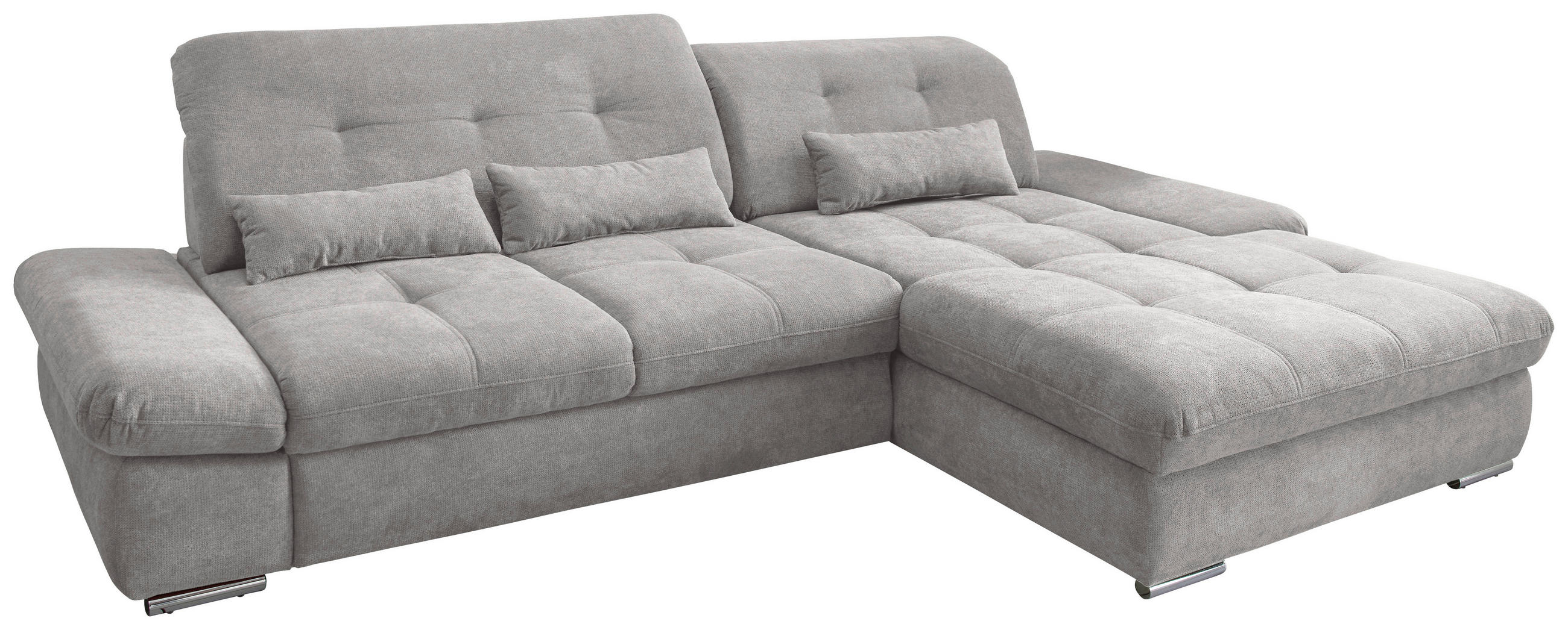 Thumbnail - Livetastic Ecksofa Dalida, Grau, Textil, Uni, 4-Sitzer, Füllung: Schaumstoff, Ottomane rechts, L-Form, 300x196 cm, Made ...