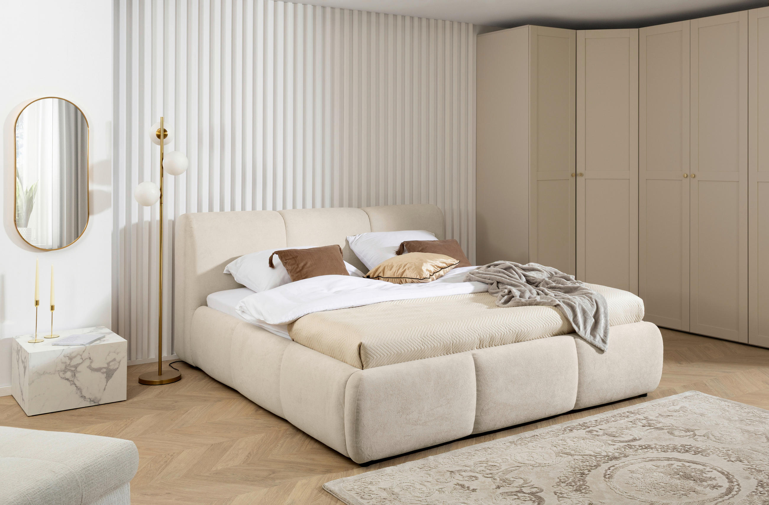 POLSTERBETT Lattenrost 140/200 cm  in Beige  - Beige/Schwarz, KONVENTIONELL, Kunststoff/Textil (140/200cm) - Boxxx