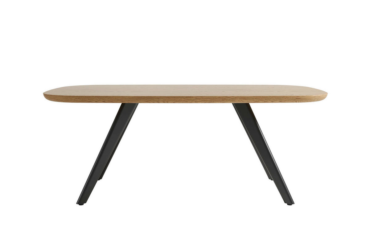 ESSTISCH 200/100/76 cm Nachbildung  Metall, Holzwerkstoff bootsförmig Eichefarben  - Eichefarben/Schwarz, MODERN, Holzwerkstoff/Metall (200/100/76cm) - Schöner Wohnen