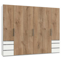 DREHTÜRENSCHRANK 300/236/58 cm,  in Weiß, Plankeneiche, 6 Tür(en)  - Chromfarben/Plankeneiche, MODERN, Holzwerkstoff (300/236/58cm) - MID.YOU
