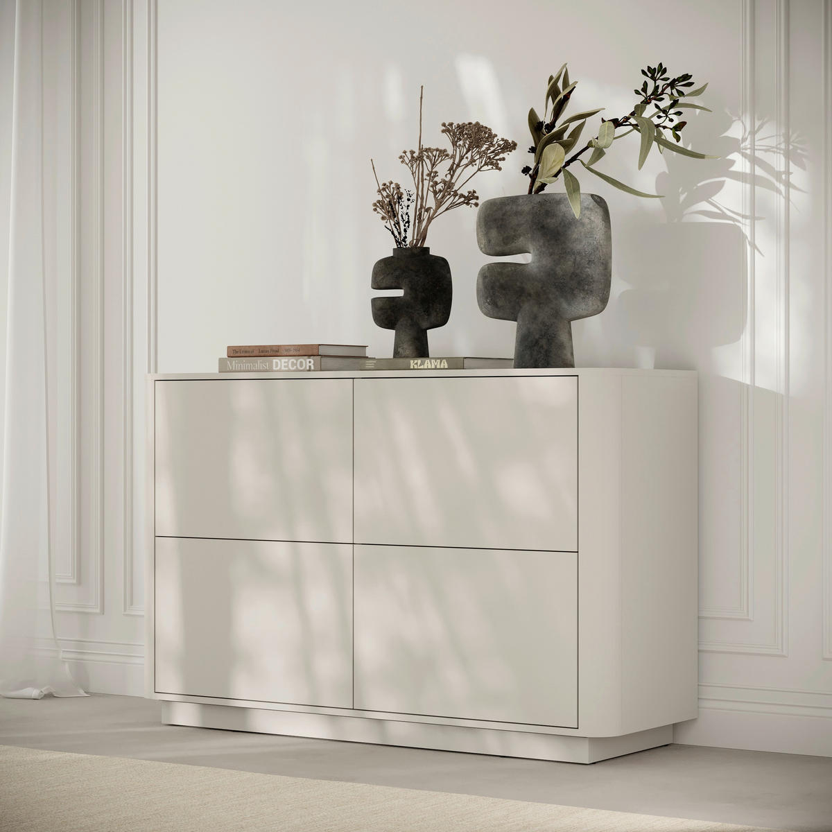 KOMMODE Sand Minimal, 124,4/89,5/40 cm,  - Kaschmir, Design, Holzwerkstoff (124,4/89,5/40cm) - MID.YOU