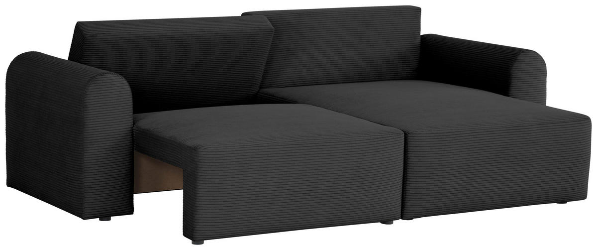 ECKSOFA in Cord Schwarz  - noir, Design, textile (250/151cm) - MID.YOU