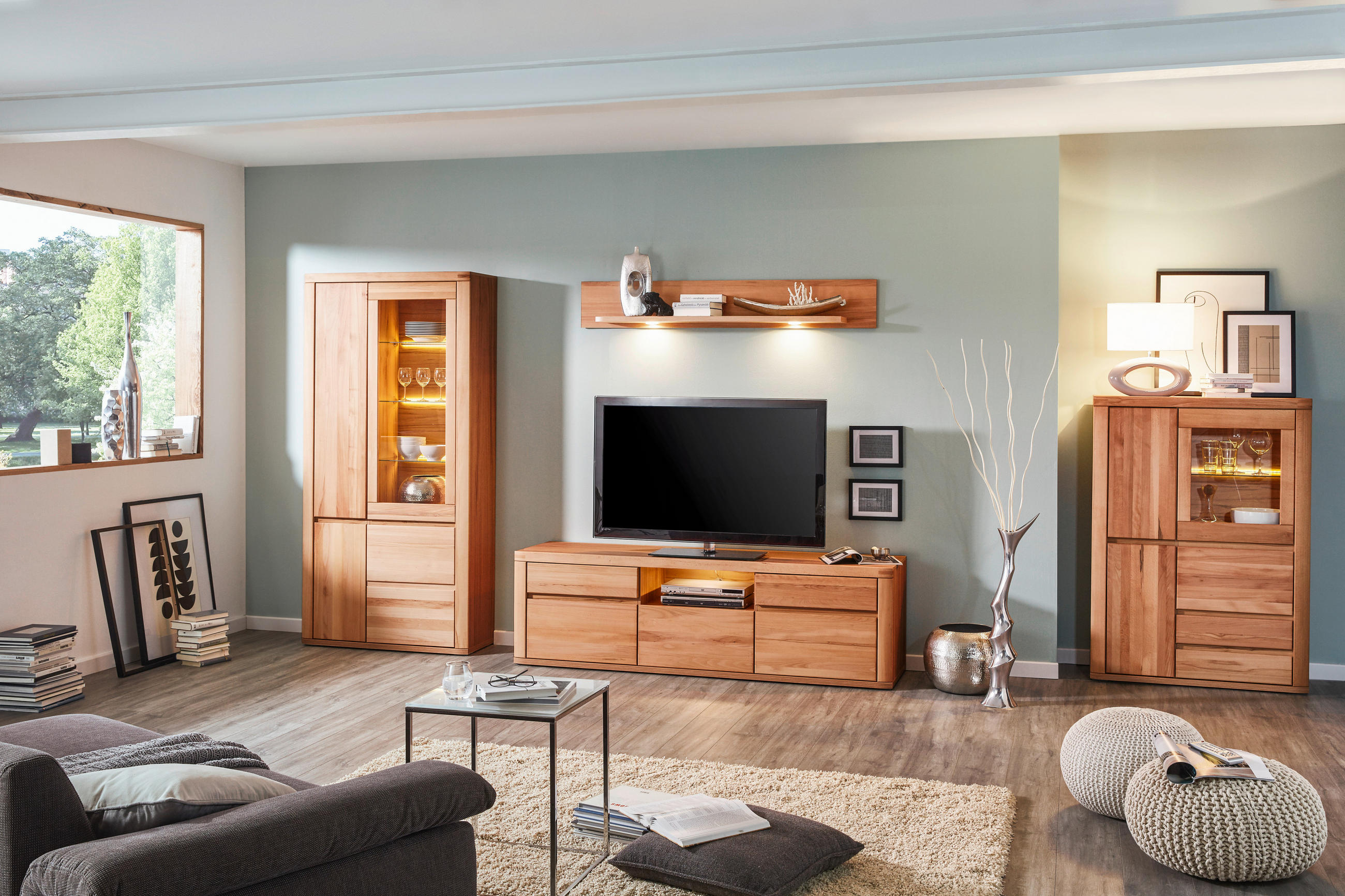 Thumbnail - Voleo Lowboard, Kernbuche, Holz, Holzwerkstoff, Kernbuche, massiv, 2 Schublade(n) Schubladen, 194x58x50 cm, Beimöbel erh...