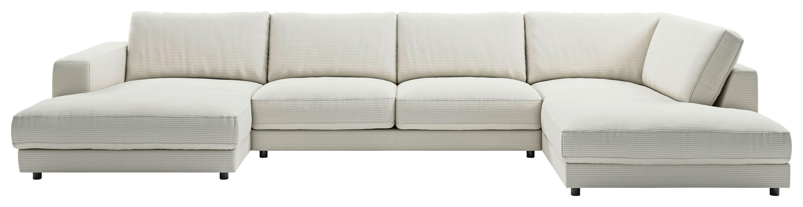 WOHNLANDSCHAFT Hellgrau Cord  - Hellgrau/Schwarz, Design, Kunststoff/Textil (190/425/224cm) - Pure Home Lifestyle