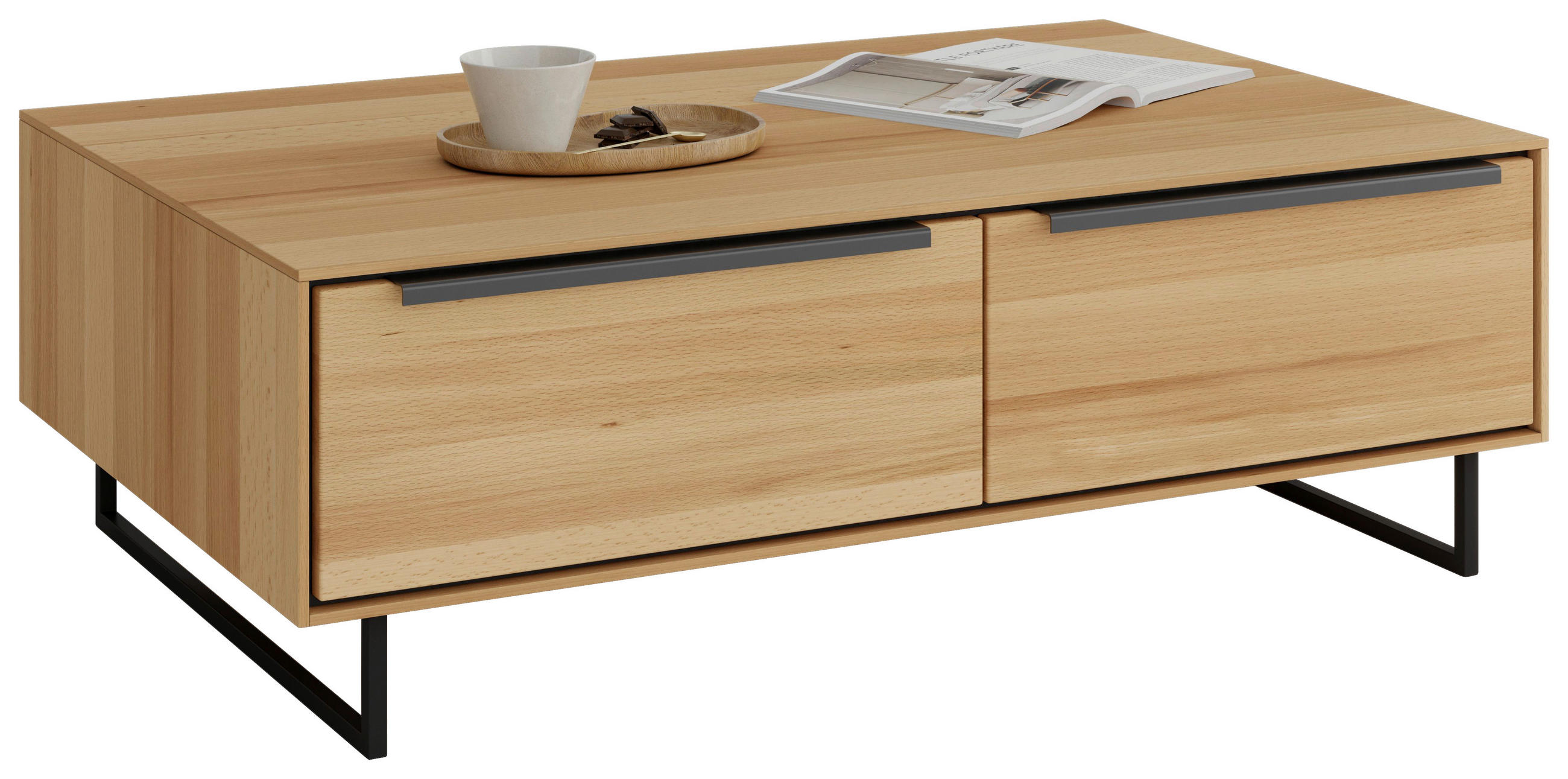 COUCHTISCH in Holz, Holzwerkstoff - Buchefarben/Schwarz, Design, Holz/Holzwerkstoff (110/40/70cm) - Livetastic