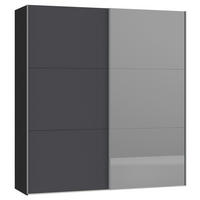 SCHWEBETÜRENSCHRANK  in Anthrazit, Schwarz  - Anthrazit/Silberfarben, Design, Glas/Holzwerkstoff (203/220/65cm) - Jutzler
