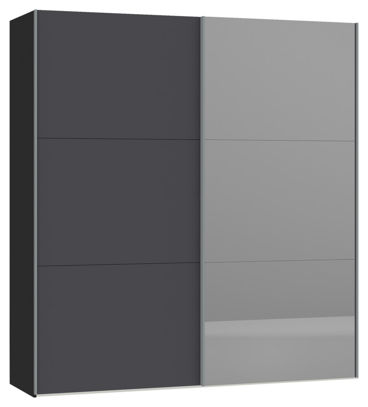 SCHWEBETÜRENSCHRANK  in Anthrazit, Schwarz  - Anthrazit/Silberfarben, Design, Glas/Holzwerkstoff (203/220/65cm) - Jutzler