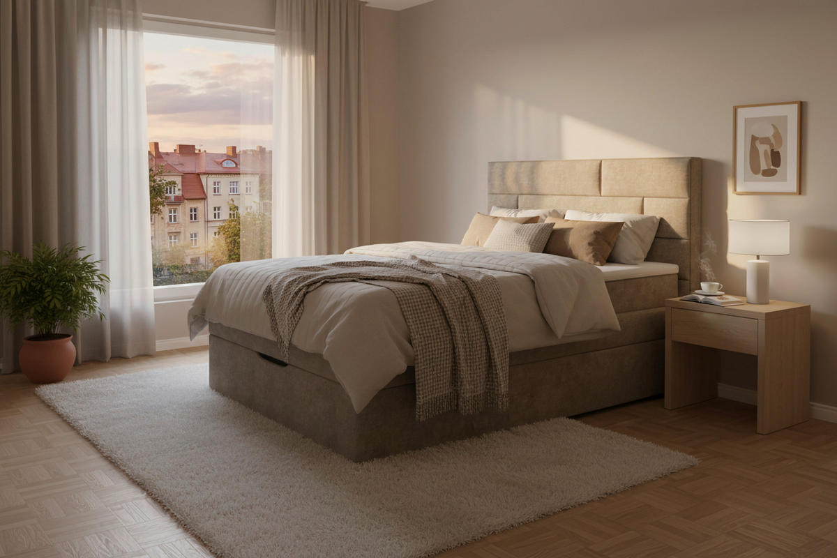 BOXSPRINGOVÁ POSTEĽ, 120/200 cm, taupe - farba wenge/taupe, Konventionell, drevo/textil (120/200cm) - Carryhome