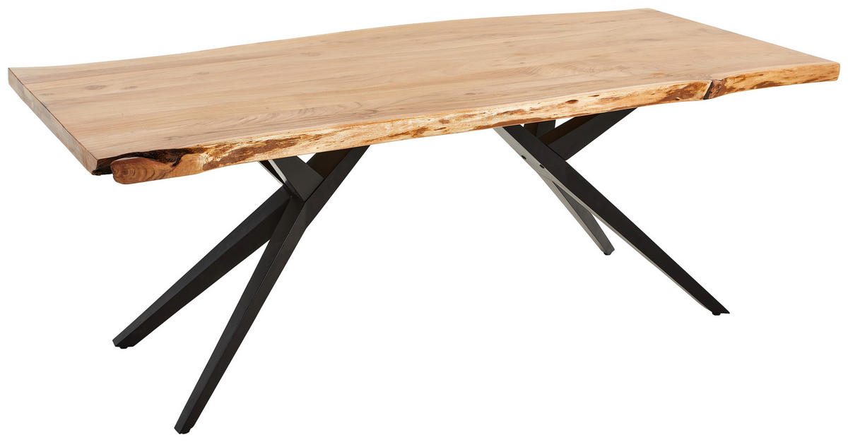 COUCHTISCH Akazie vollmassiv 110/70/45 cm rechteckig Schwarz, Akaziefarben  - Schwarz/Akaziefarben, ROMANTIK / LANDHAUS, Holz/Metall (110/70/45cm) - Landscape