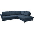 ECKSOFA in Bouclé Blau  - Blau/Schwarz, Natur, Textil/Metall (288/233cm) - Valnatura