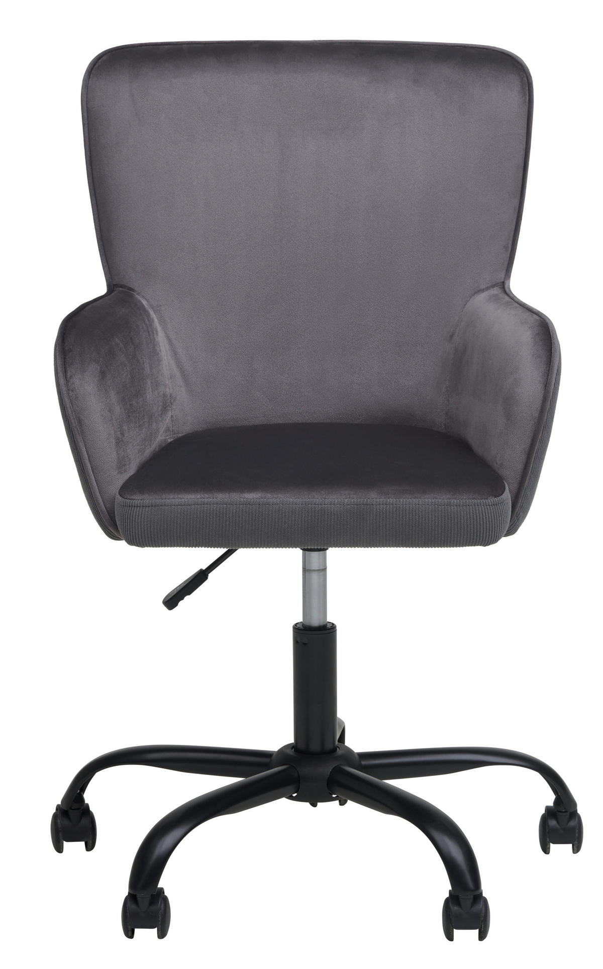 DREHSTUHL  in Cord, Samt Grau  - Schwarz/Grau, MODERN, Kunststoff/Textil (61/92/62cm) - Livetastic