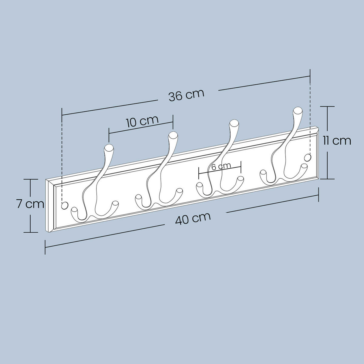 WANDGARDEROBE  in Weiß  - Weiß, Basics, Holzwerkstoff/Metall (40/7cm)