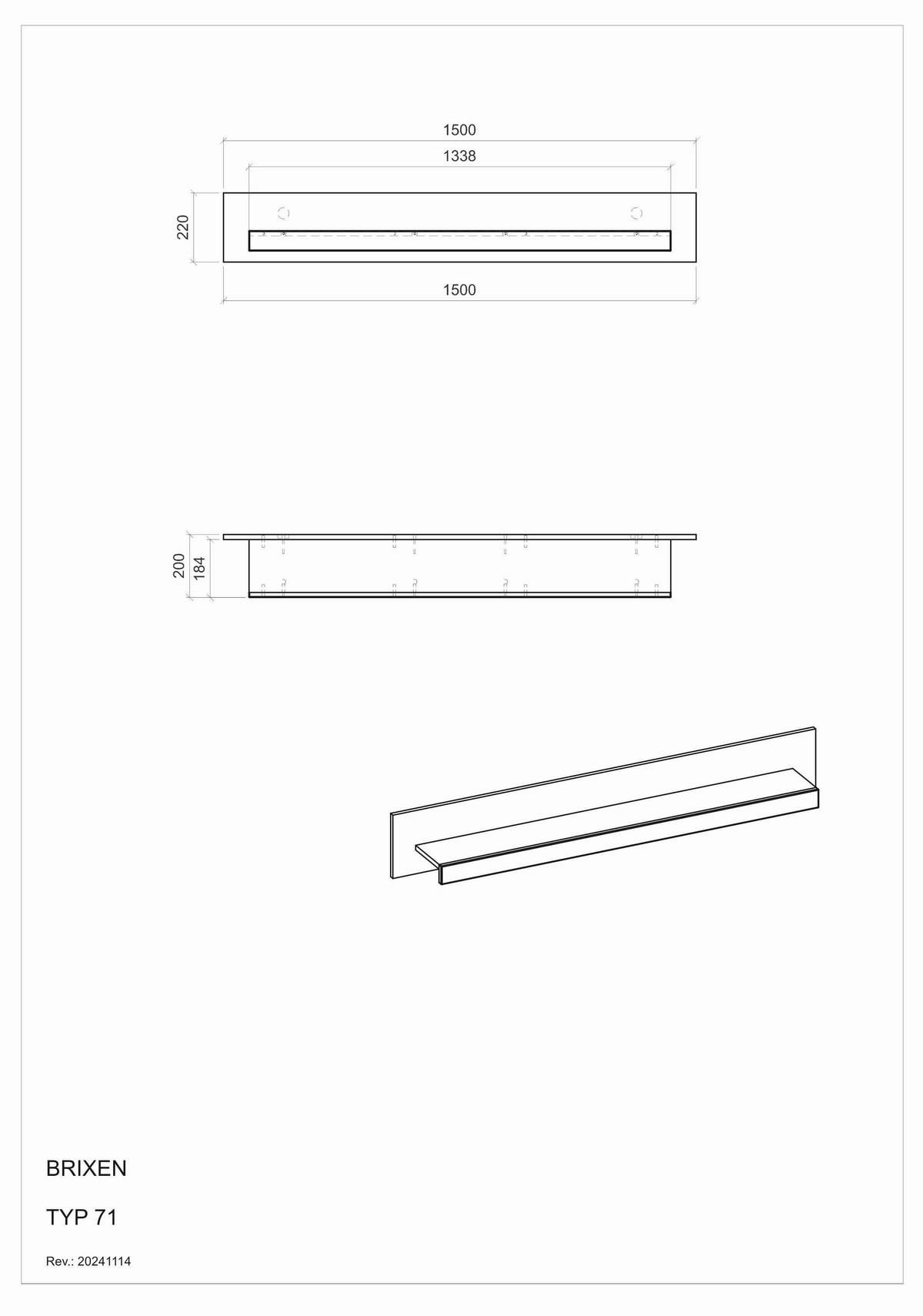 WANDBOARD Holzwerkstoff Weiß, Eichefarben  - Eichefarben/Weiß, Design, Holzwerkstoff (150/21/20cm) - MID.YOU
