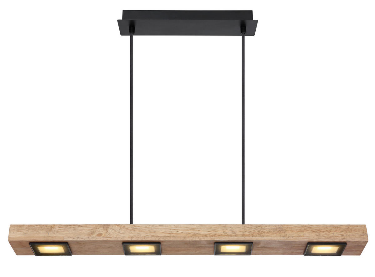 LED-HÄNGELEUCHTE JOYA 80/8/120 cm   - Dunkelbraun/Schwarz, Natur, Glas/Holz (80/8/120cm) - Globo