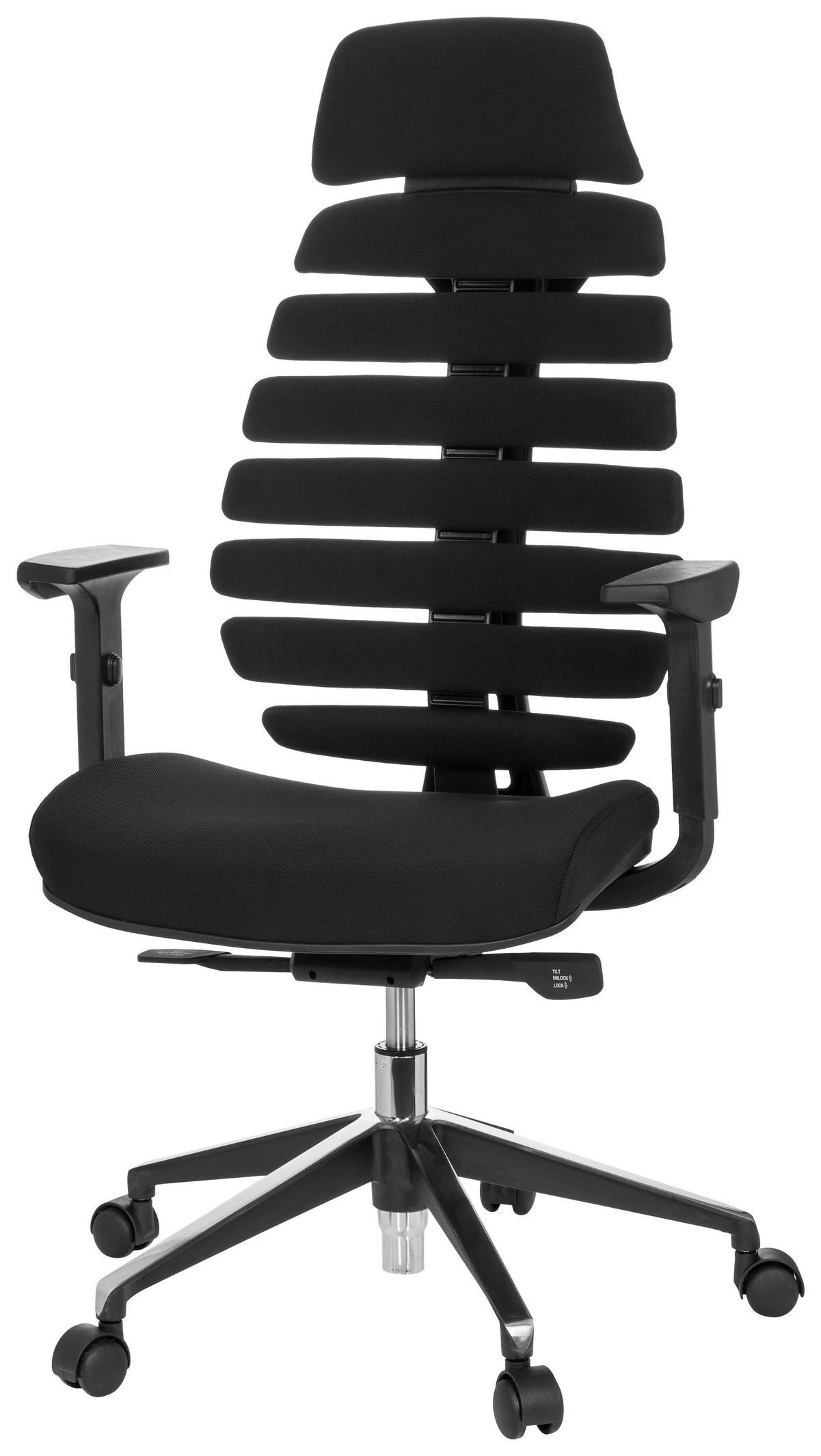 OTOČNÁ ŽIDLE, plochá tkanina, černá - černá/barvy hliníku, Moderní, kov/textil (65/131/53cm) - MID.YOU