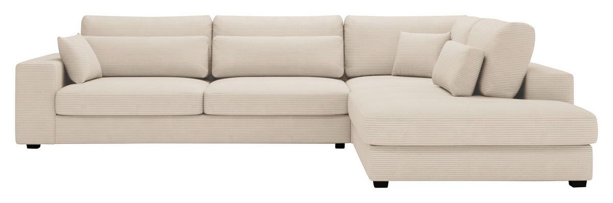 ECKSOFA in Cord Creme  - Creme/Schwarz, Konventionell, Kunststoff/Textil (314/250cm) - Carryhome
