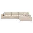 ECKSOFA in Cord Creme  - Creme/Schwarz, KONVENTIONELL, Kunststoff/Textil (314/250cm) - Carryhome