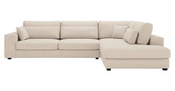ECKSOFA Creme Cord - Creme/Schwarz, KONVENTIONELL, Kunststoff/Textil (314/250cm) - Carryhome