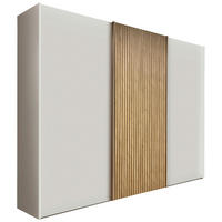 SCHWEBETÜRENSCHRANK in Weiss, Eiche Bianco  - Chromfarben/Weiss, Design, Holz/Holzwerkstoff (300/236/67cm) - Novel