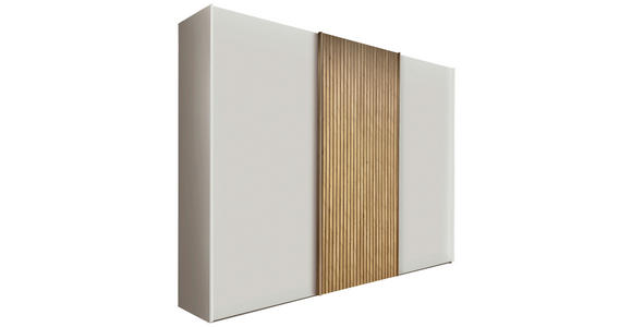 SCHWEBETÜRENSCHRANK  in Weiß, Eiche Bianco  - Chromfarben/Eiche Bianco, Design, Holz/Holzwerkstoff (300/236/67cm) - Novel