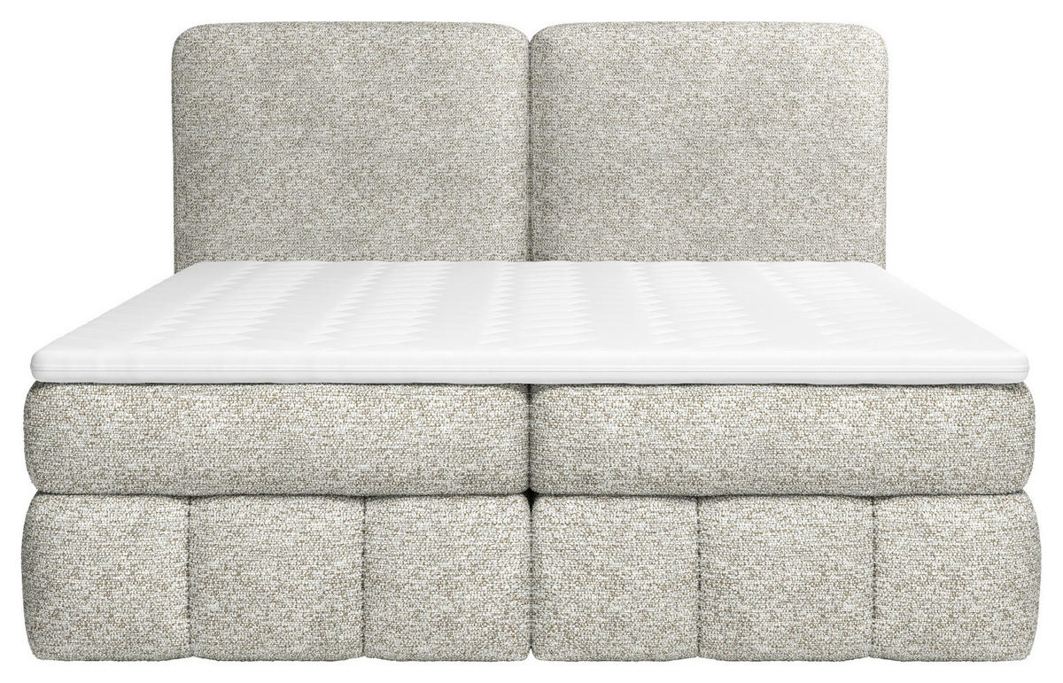 BOXBETT 180/200 cm,  in Hellgrau, Bettkasten, Topper, Matratzen, H3 = fest  - Hellgrau/Schwarz, KONVENTIONELL, Kunststoff/Textil (180/200cm) - Carryhome
