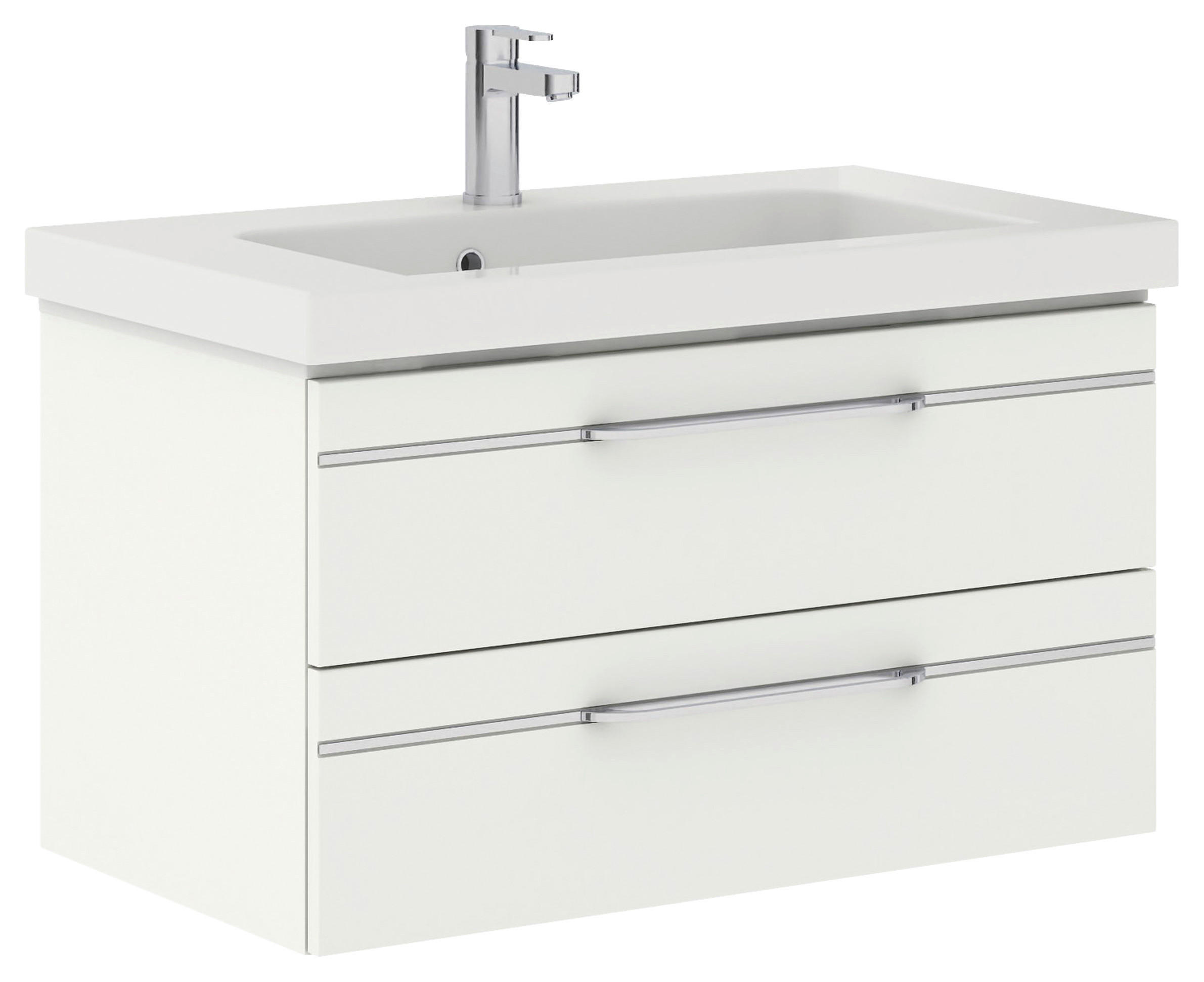 WASCHTISCHKOMBI 92 cm  - Chromfarben/Weiß Hochglanz, KONVENTIONELL, Holzwerkstoff/Stein (92cm) - Pelipal