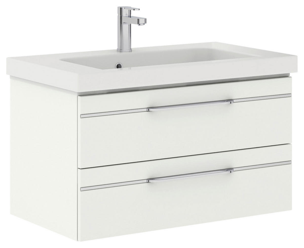 WASCHTISCHKOMBI 92 cm  - Chromfarben/Weiß Hochglanz, KONVENTIONELL, Holzwerkstoff/Stein (92cm) - Pelipal