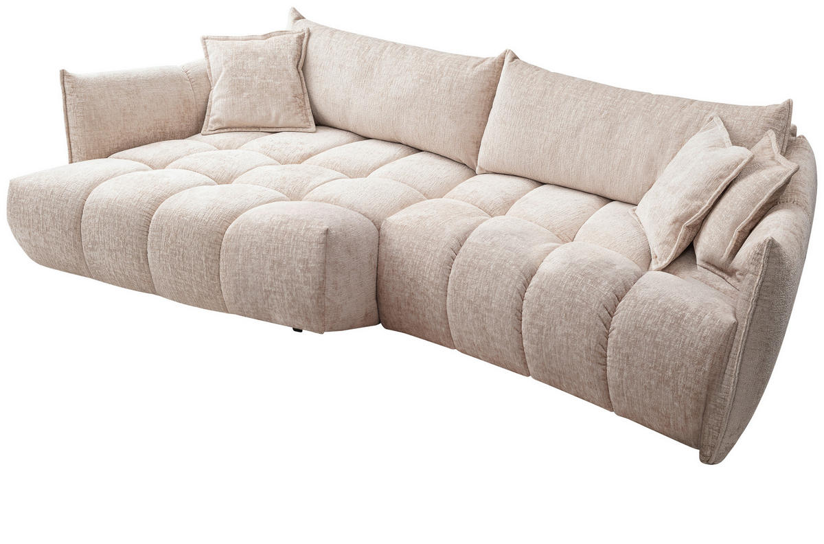 ECKSOFA Beige Chenille Zierkissen, Rückenkissen, Rücken echt  - Beige/Schwarz, Design, Kunststoff/Textil (156/302cm) - Lomoco