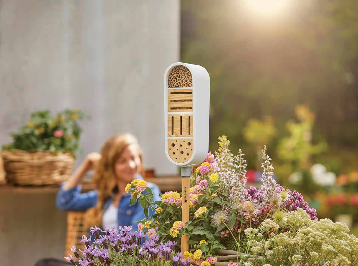 CLICK UP INSEKTENHOTEL - Weiß/Naturfarben, Basics, Holz/Kunststoff (12,7/16,2/37,8cm) - Gardena