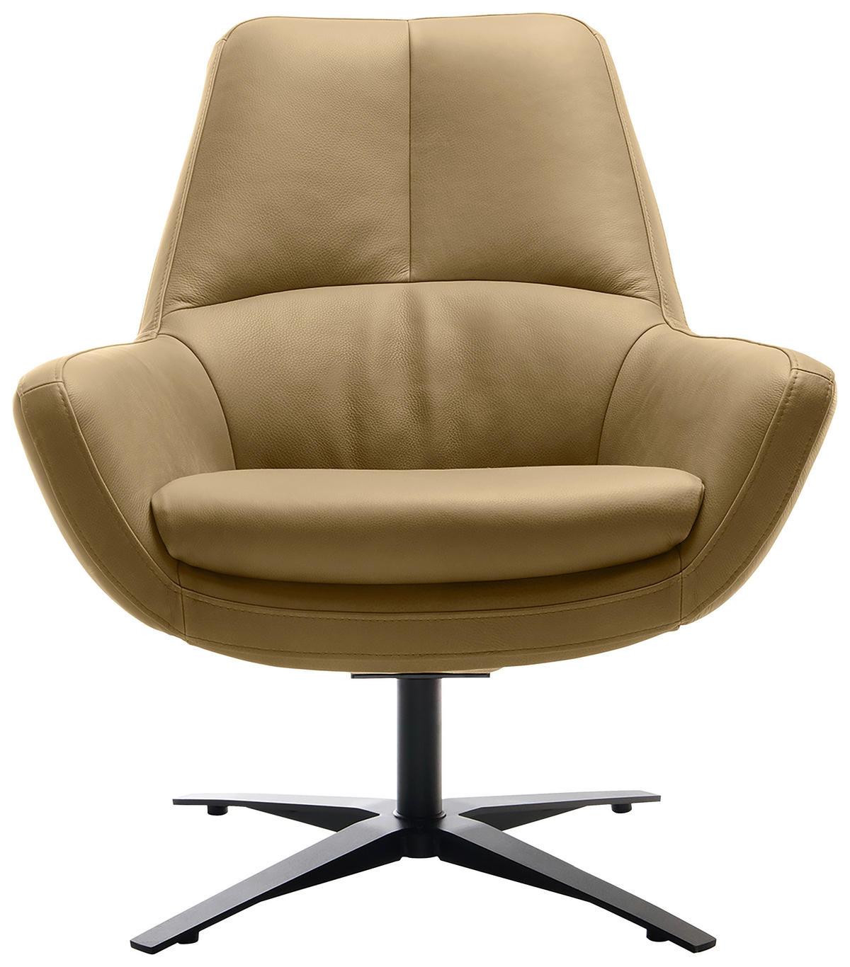 SESSEL BE ORGANIC Echtleder Hellbraun    - Hellbraun/Schwarz, MODERN, Leder/Metall (81/92/83cm) - Trendmanufaktur