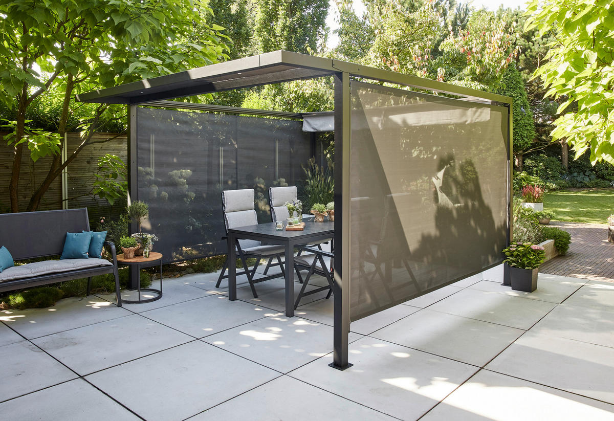 PAVILLON-ROLLO mit Seilzug 300/210/0,5 cm  - Anthrazit, Basics, Textil/Metall (300/210/0,5cm) - Siena Garden