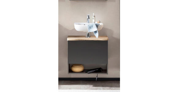 WASCHTISCHUNTERSCHRANK 61/55/40 cm  - Silberfarben/Eiche Wotan, Natur, Holzwerkstoff/Kunststoff (61/55/40cm) - Xora