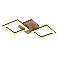 LED-DECKENLEUCHTE 46/22,5/7 cm   - Dunkelbraun/Opal, Design, Holz/Kunststoff (46/22,5/7cm) - Globo