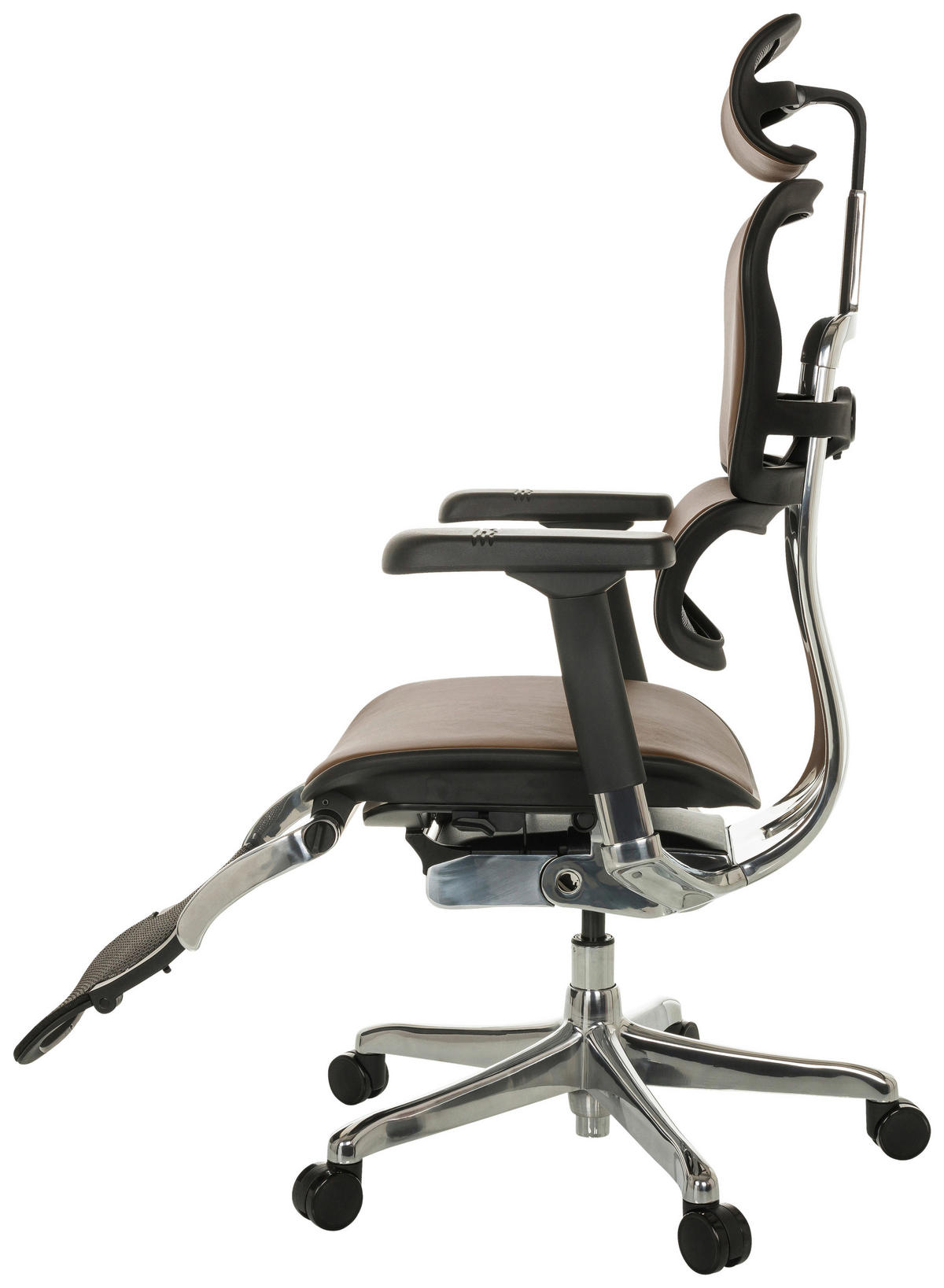 DREHSTUHL  in Braun  - Silberfarben/Schwarz, MODERN, Leder/Kunststoff (76/119 - 138/64cm) - MID.YOU