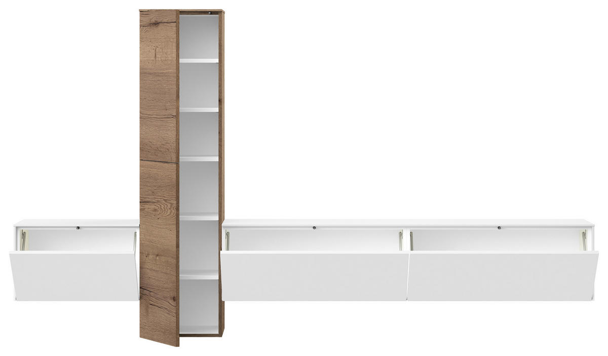 WOHNWAND  in Weiß, Eichefarben  282/160/37 cm  - Eichefarben/Weiß, Design, Holzwerkstoff (282/160/37cm) - Celina Home