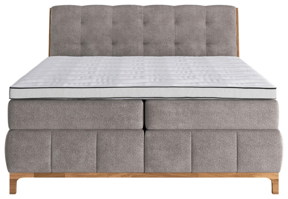 BOXSPRINGBETT 160/200 cm  in Taupe  - Taupe/Eichefarben, MODERN, Holz/Holzwerkstoff (160/200cm) - MID.YOU