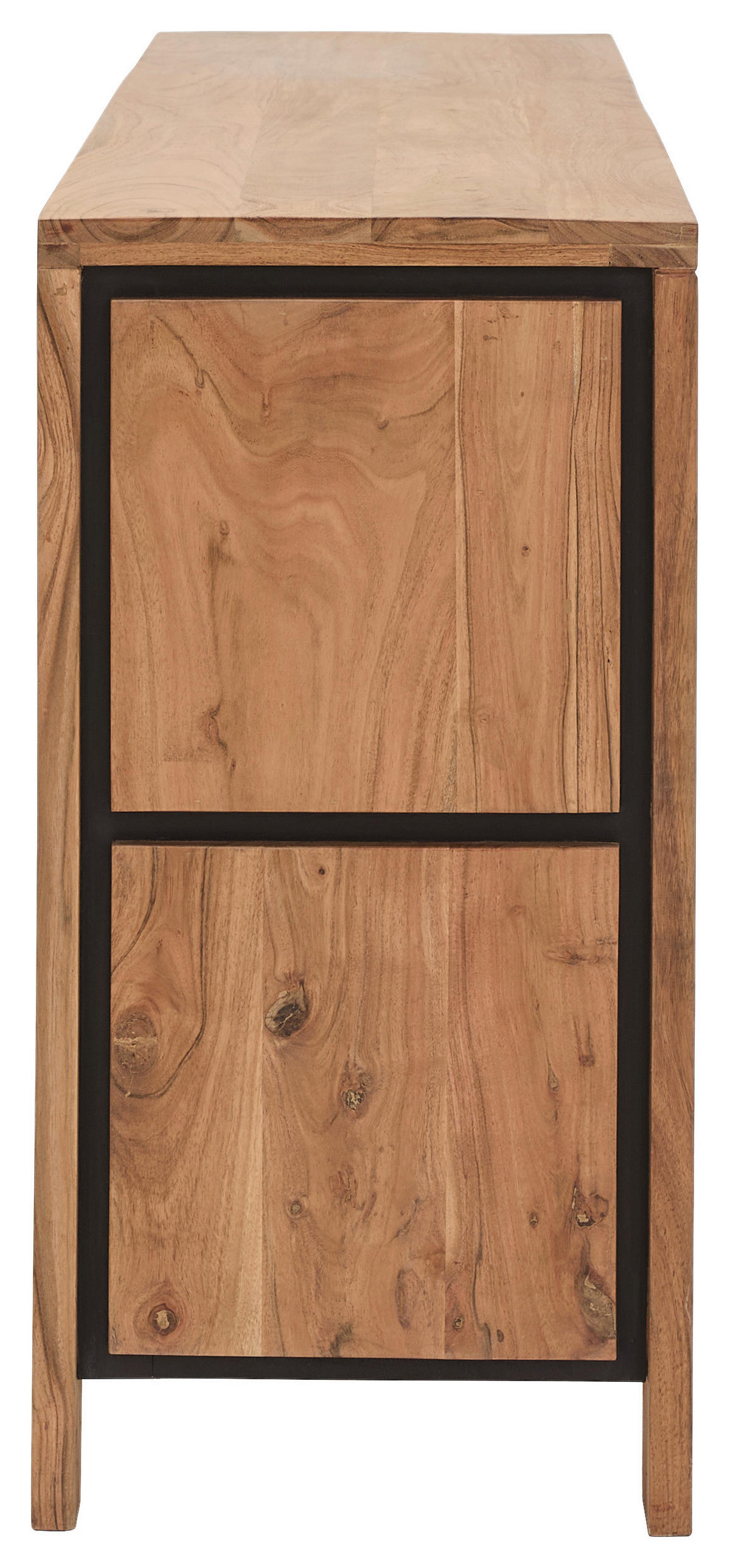 SIDEBOARD  in 175/80/40 cm  - Schwarz/Akaziefarben, Natur, Glas/Holz (175/80/40cm) - Livetastic