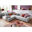 ECKSOFA in Feincord Silberfarben  - Silberfarben/Schwarz, KONVENTIONELL, Kunststoff/Textil (219/311cm) - Hom`in