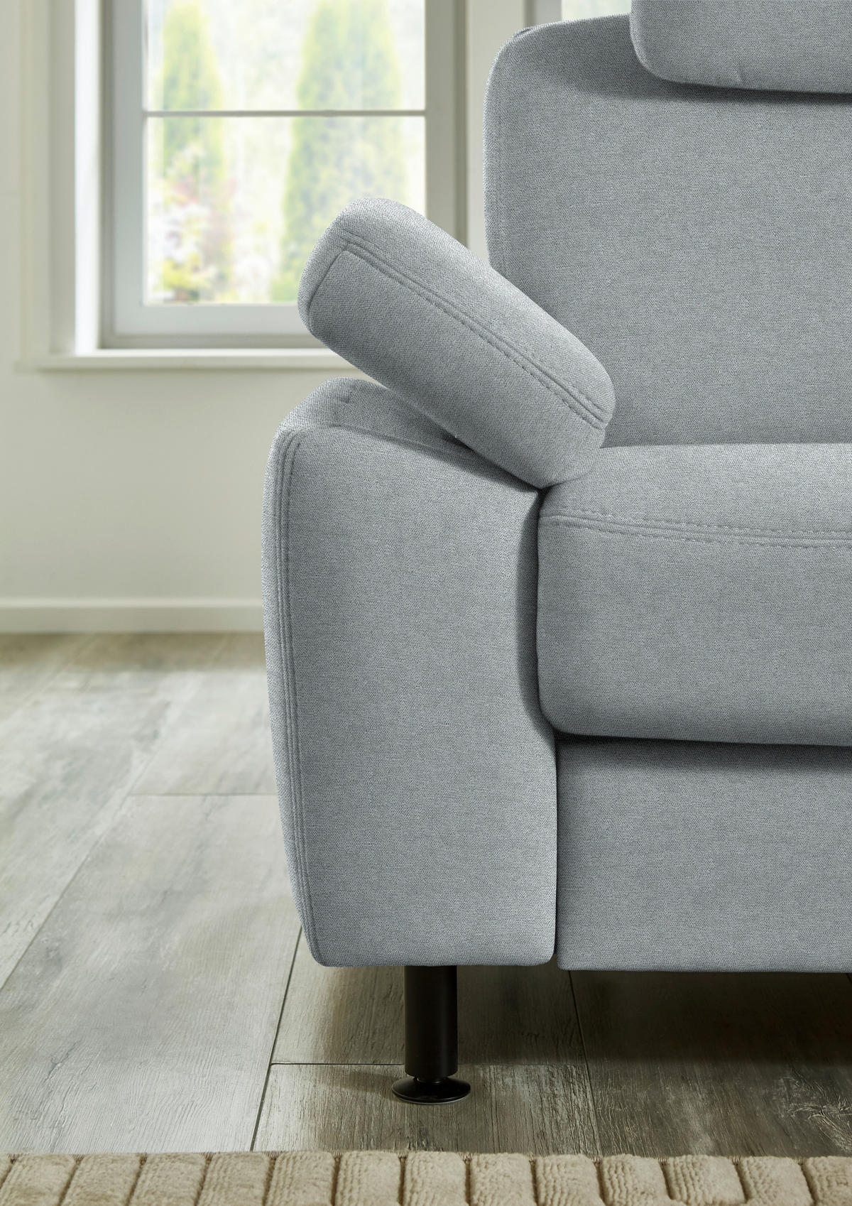 ECKSOFA  in Flachgewebe Grau  248/252 cm  - Schwarz/Grau, KONVENTIONELL, Textil/Metall (248/252cm) - Beldomo Comfort