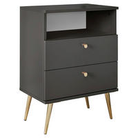 NACHTSCHRANK 50/70/34 cm  - Messingfarben/Graphitfarben, KONVENTIONELL, Holzwerkstoff/Metall (50/70/34cm) - Carryhome
