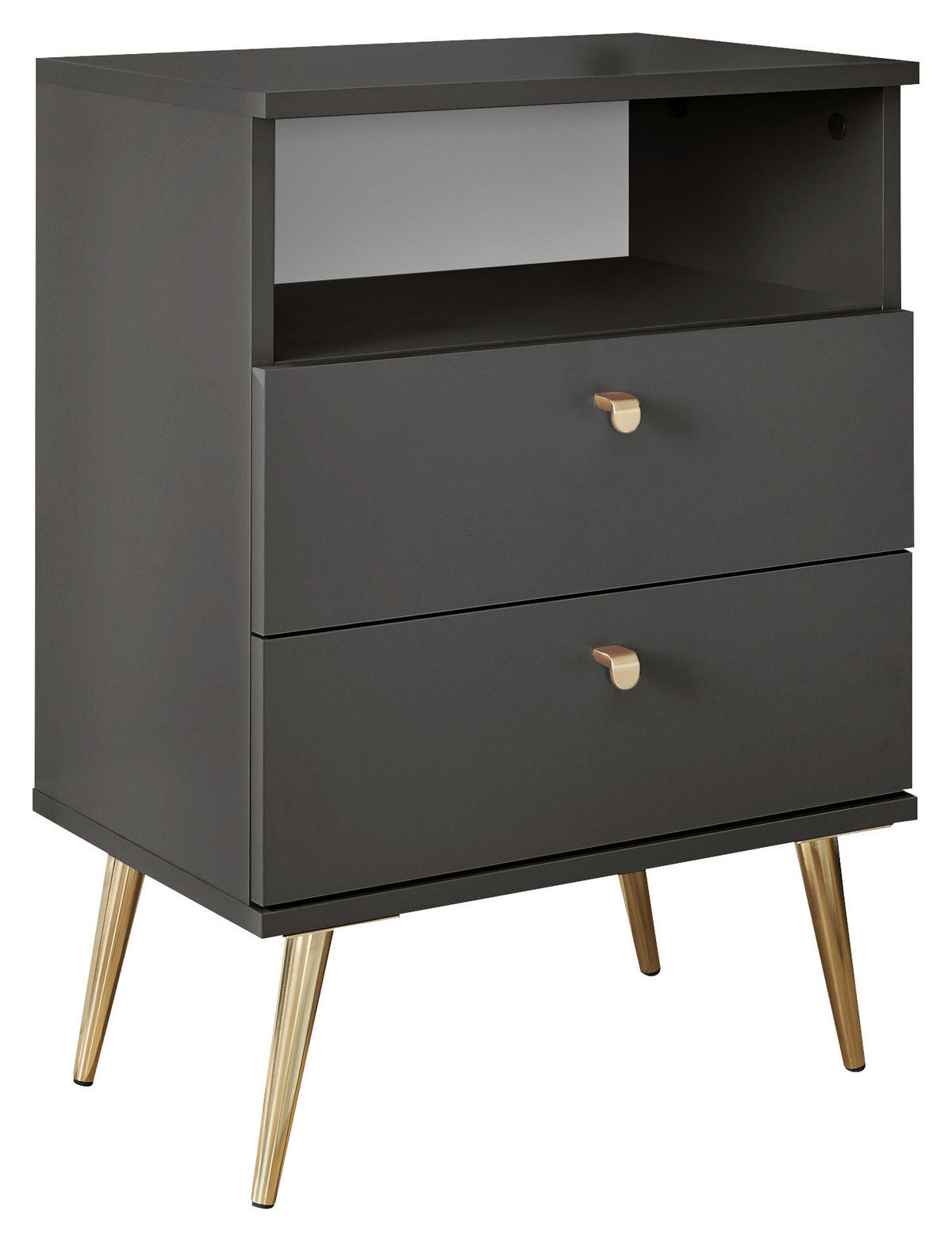 NACHTSCHRANK 50/70/34 cm  - Messingfarben/Graphitfarben, KONVENTIONELL, Holzwerkstoff/Metall (50/70/34cm) - Carryhome