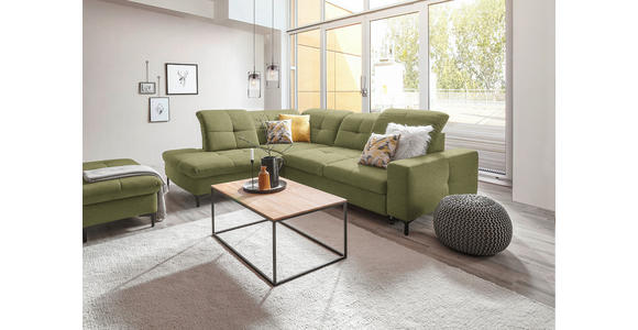 ECKSOFA in Chenille Olivgrün 240/308 cm - Schwarz/Olivgrün, Design, Textil/Metall (240/308cm) - Xora