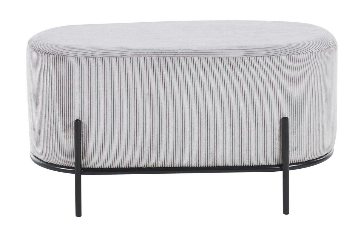 HOCKER in Textil Hellgrau  - Hellgrau/Schwarz, MODERN, Textil/Metall (80/42/40cm) - Livetastic